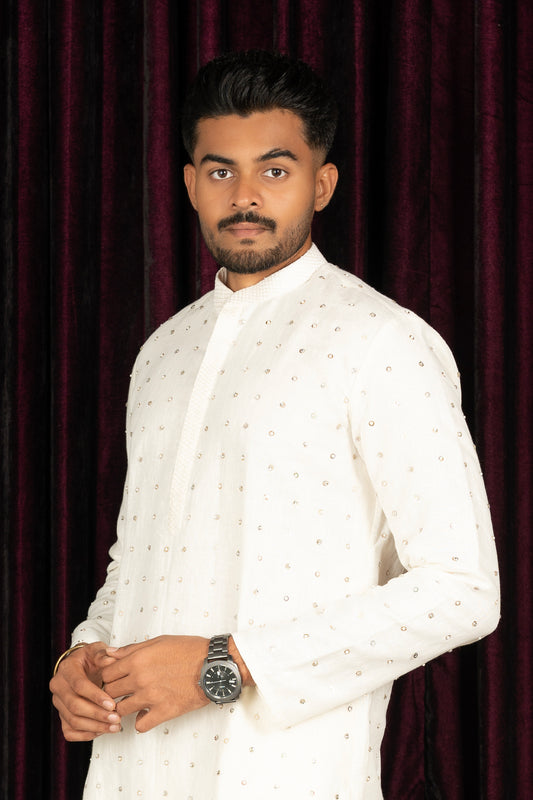 cotton linen white Kurta set