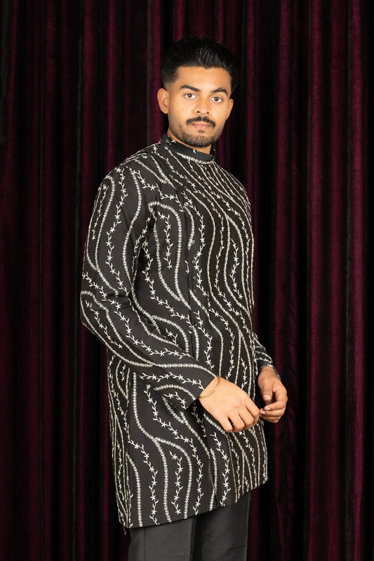 cotton linen black Kurta set