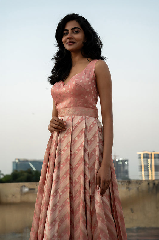 dupion lavender pink ready to wear anarkali top