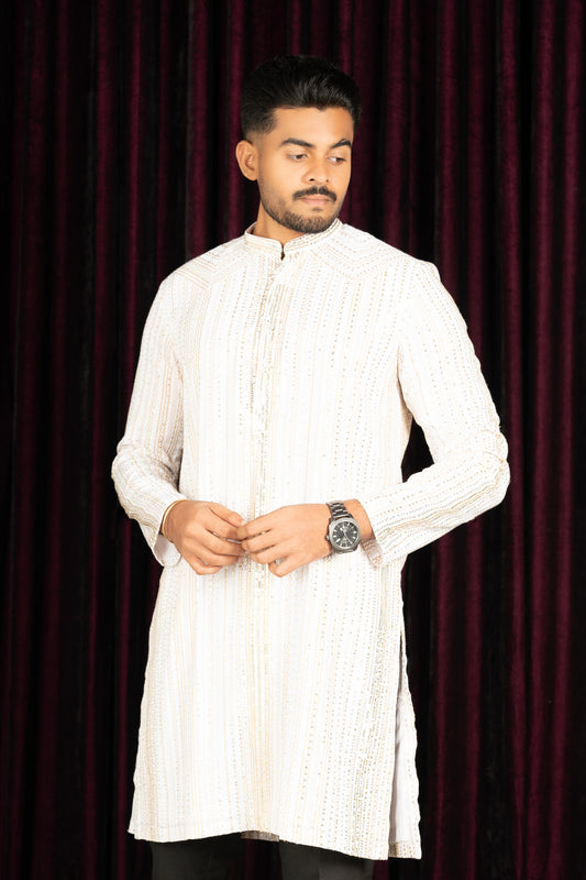 cotton light beige Kurta ready to wear