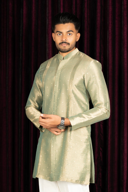 tissue pistachio green Kurta ready to wear