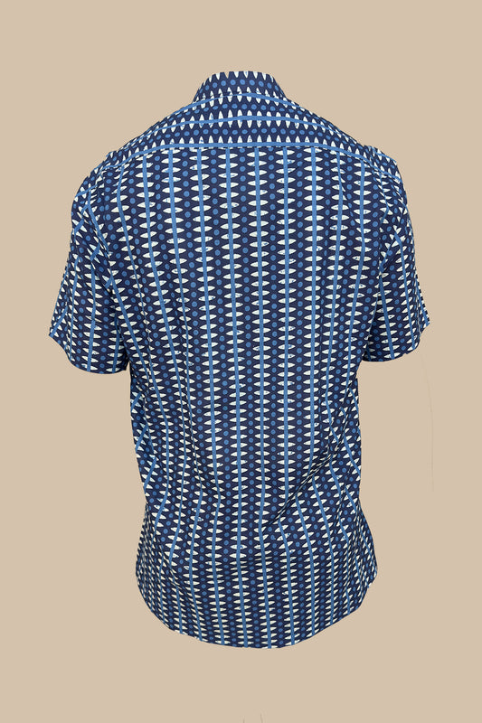 cotton bamboo light navy blue mens shirt half sleeves