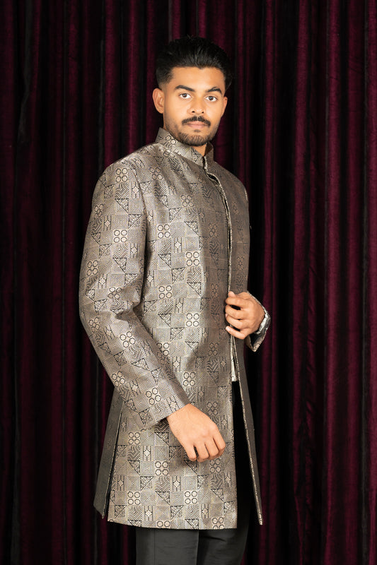 silk black Sherwani