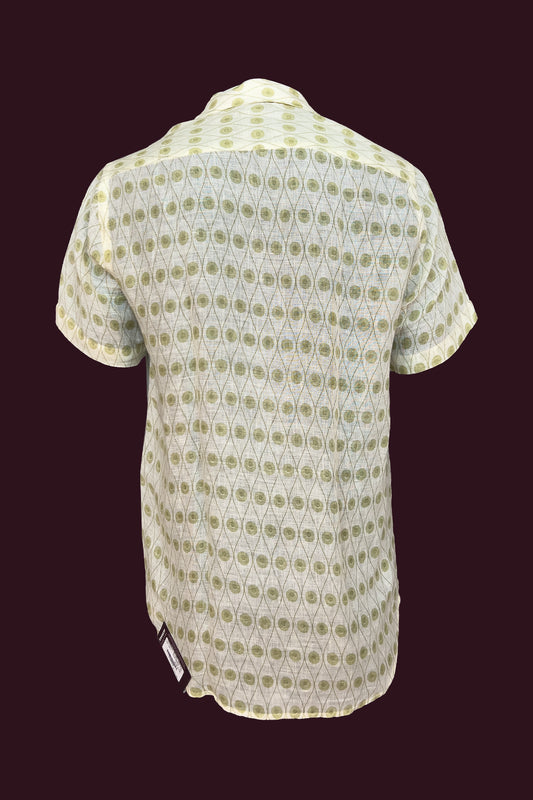 linen light beige mens shirt half sleeves