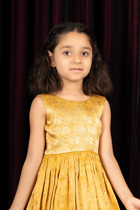 tussar golden yellow gown