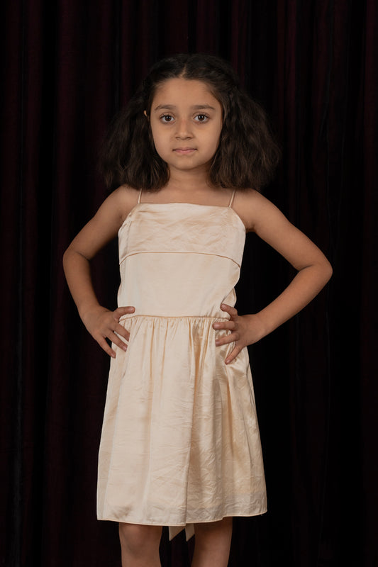 satin cream tussar gown