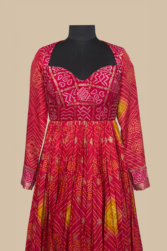 dupion fuschia pink magenta pink anarkali