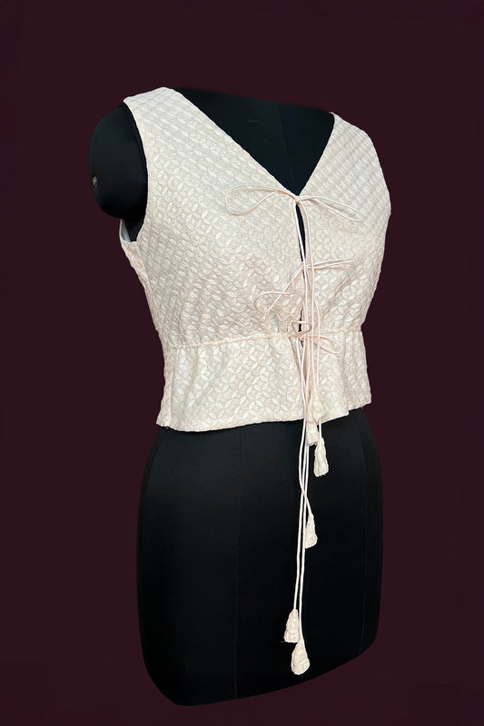 georgette light peach pink top