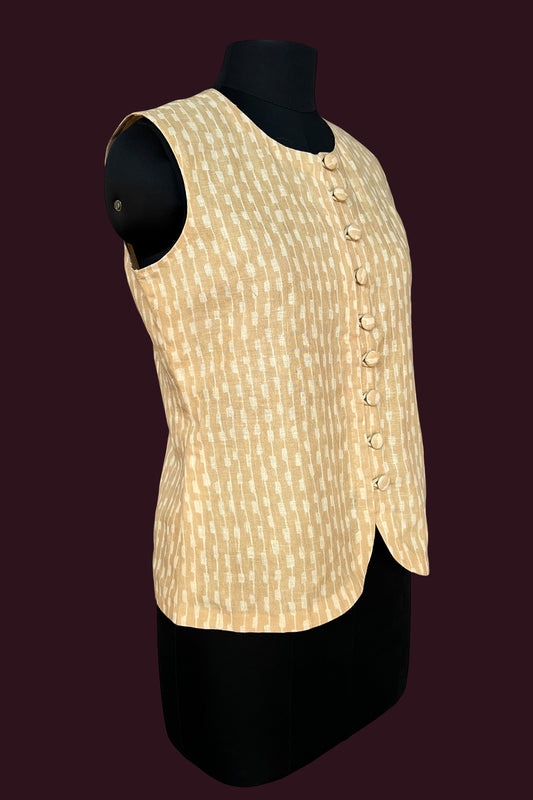 cotton linen natural beige tussar top