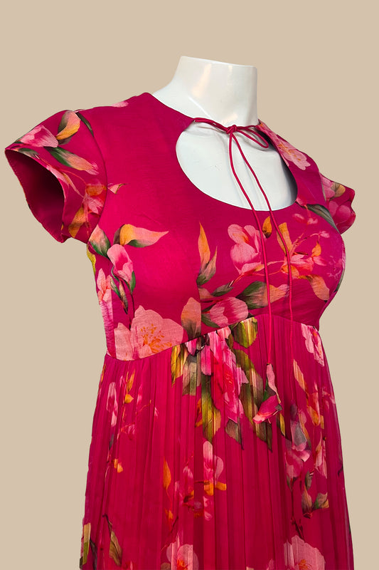 chiffon fuschia pink gown
