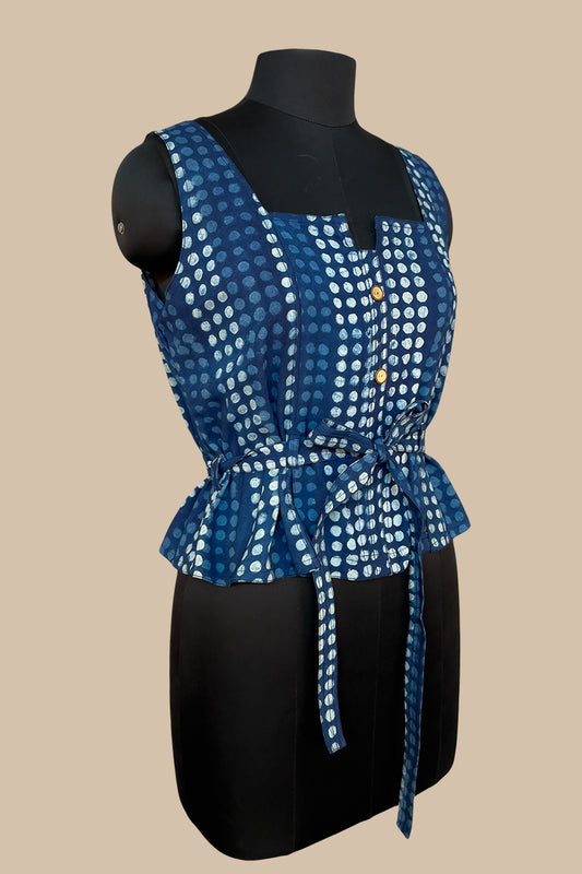 cotton light navy blue top