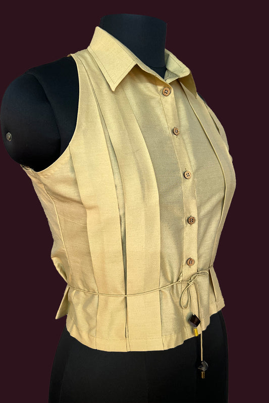 cotton spun natural beige tussar top