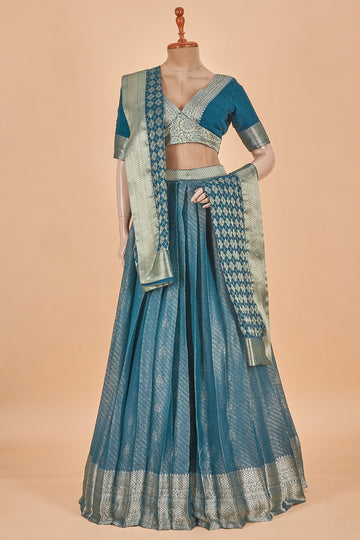 crepe georgette dark pottery blue ghagra choli ready to wear