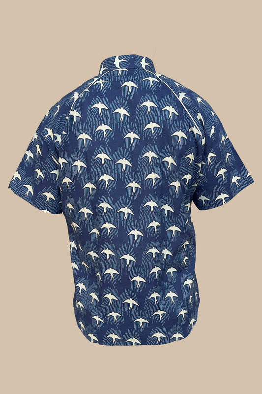 cotton light navy blue mens shirt half sleeves