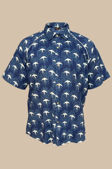 cotton light navy blue mens shirt half sleeves