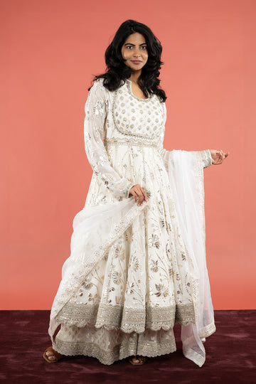 organza light beige ready to wear anarkali top