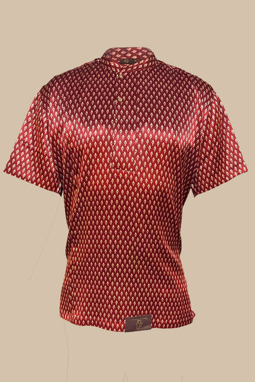 Mashroo dark burgundy maroon mens shirt half sleeves