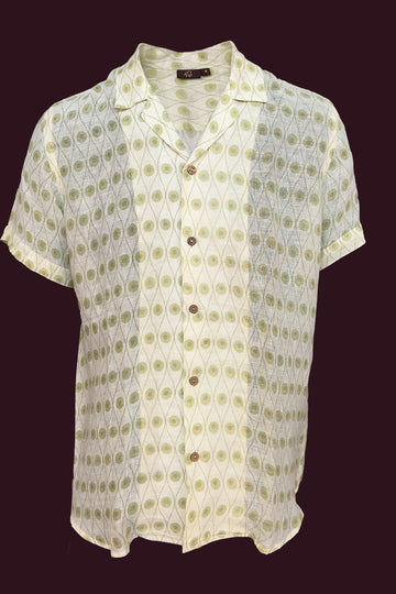 linen light beige mens shirt half sleeves