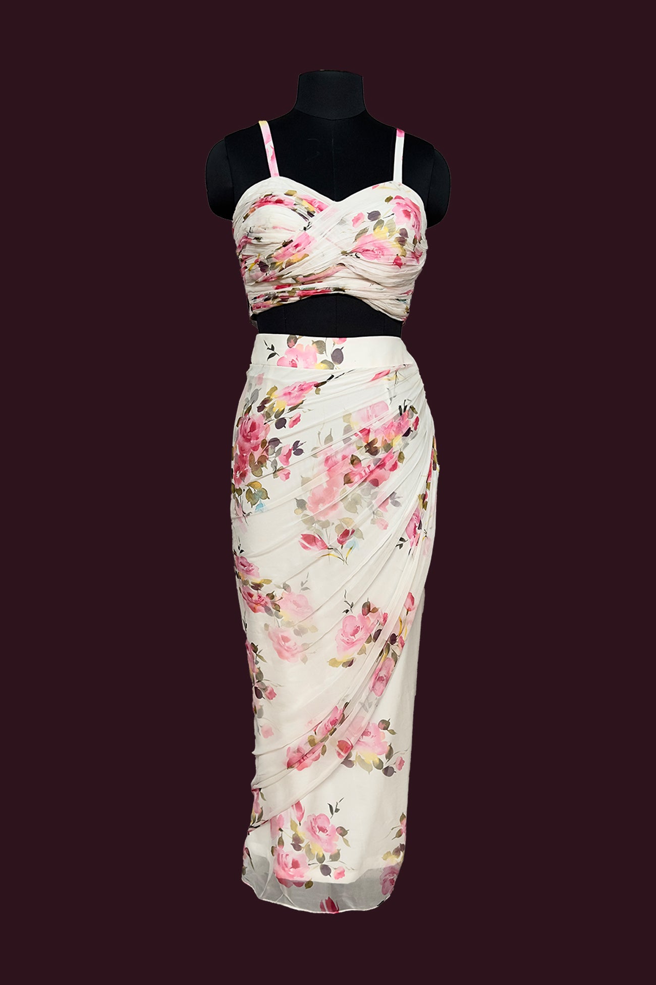 chiffon white Indo-westerns