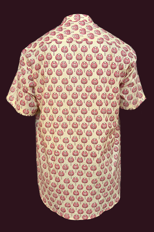 cotton bamboo light peach mens shirt half sleeves