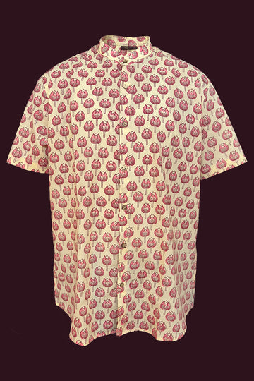 cotton bamboo light peach mens shirt half sleeves
