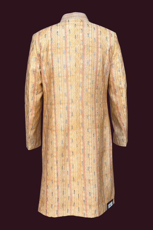 cotton chanderi light orange Sherwani