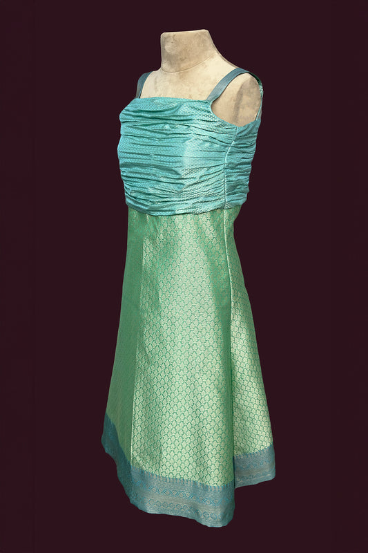 kora silk jungle sea green mint cream sea green gown