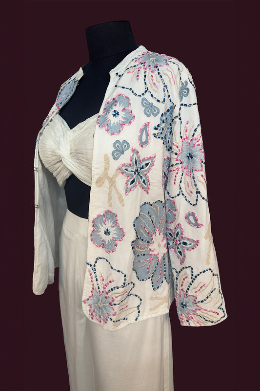 cotton crepe white Indo-westerns
