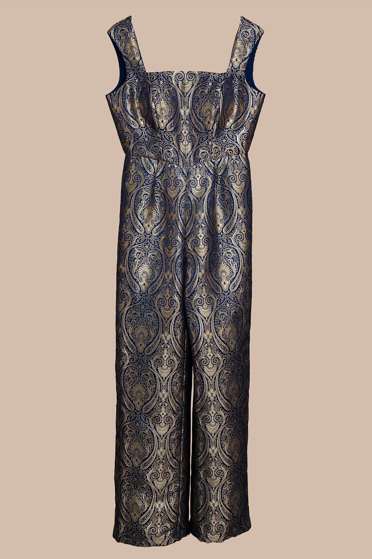 satin light navy blue Indo-westerns