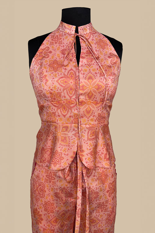 cotton salmon pink printed