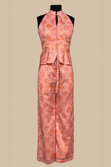 cotton salmon pink printed
