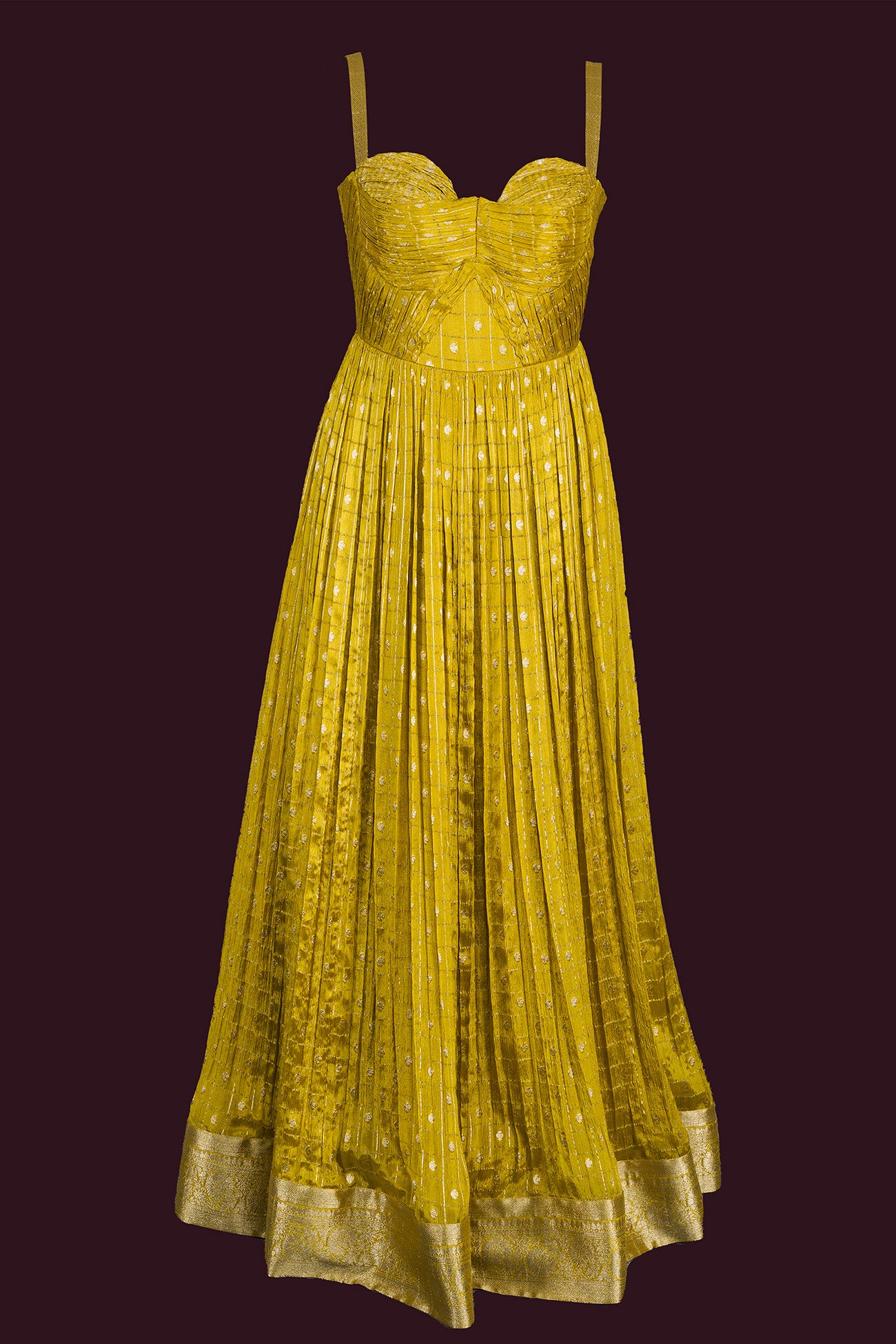 crepe olive green anarkali