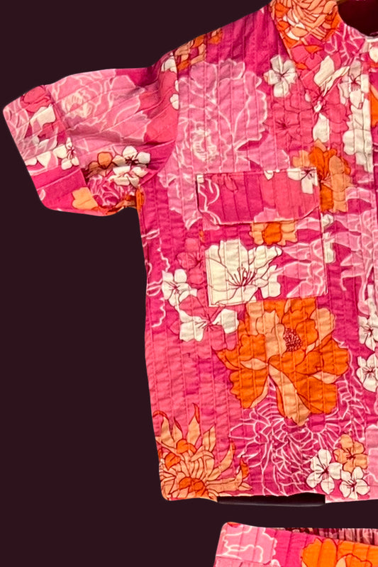 cotton light saffron orange light magenta pink salmon pink Girls Co Ord Sets