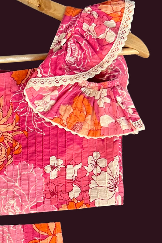cotton light saffron orange light magenta pink salmon pink Girls Co Ord Sets
