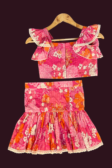 cotton light saffron orange light magenta pink salmon pink Girls Co Ord Sets