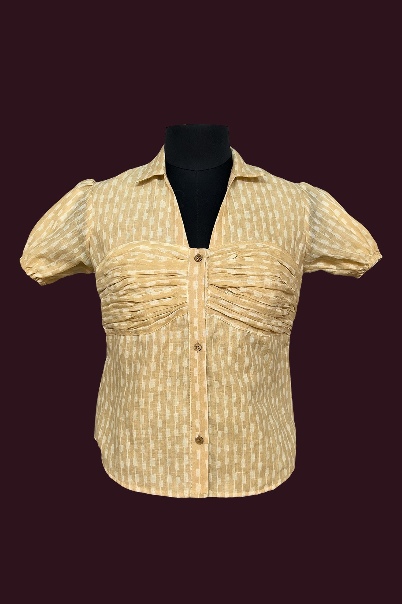 cotton linen natural beige tussar top