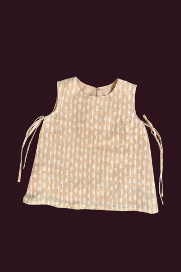 cotton linen natural beige tussar top