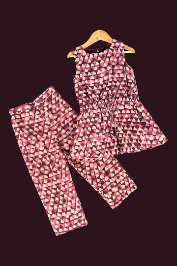 cotton chocolate brown burgundy majenta wine Girls Co Ord Sets