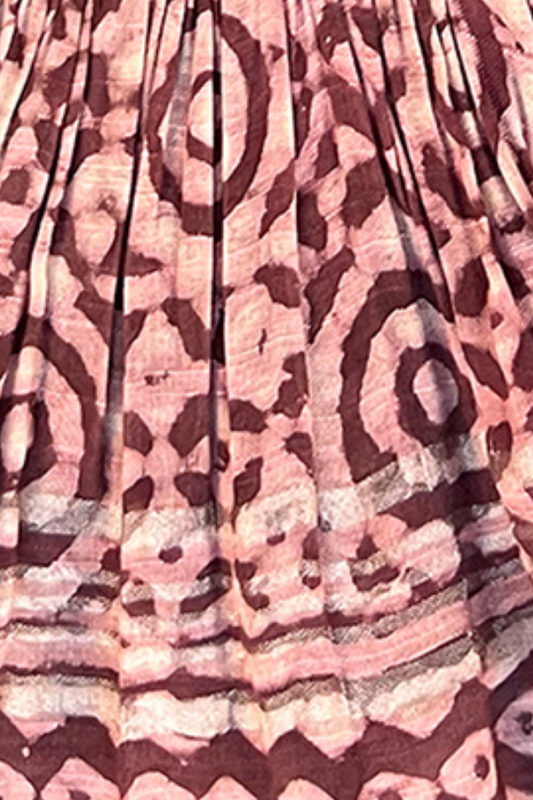 cotton light beige hot pink Girls Readymade Gown