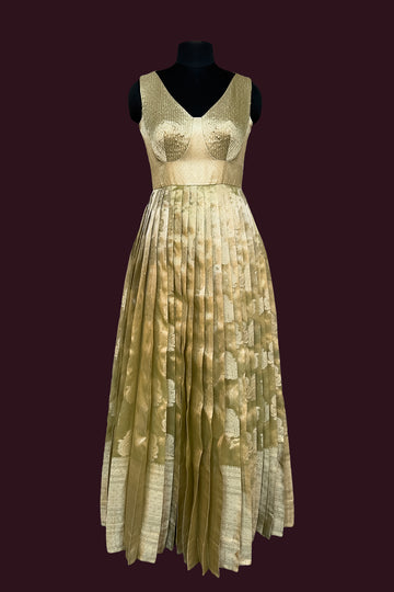 tissue natural beige tussar anarkali