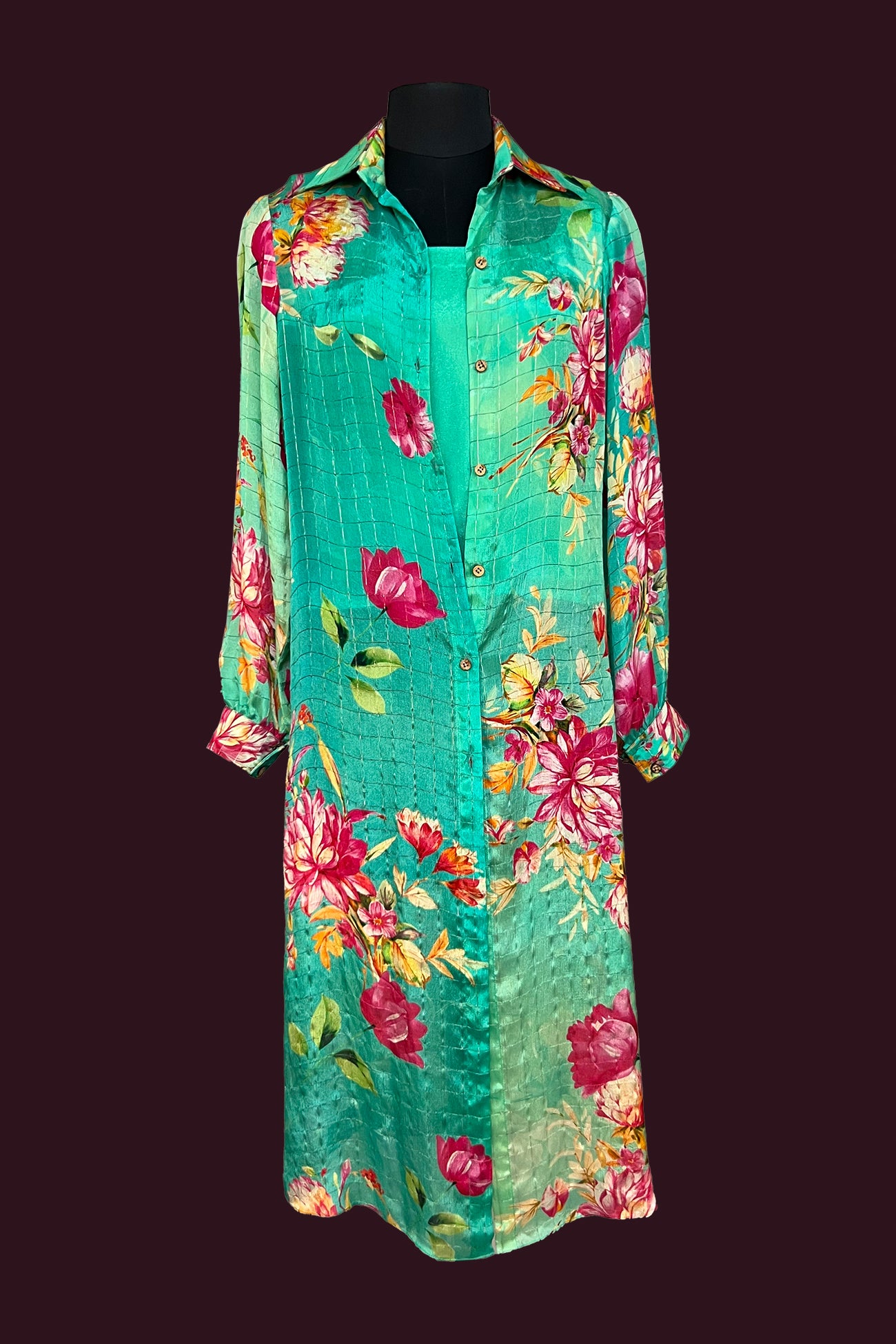 crepe light persian sea green Indo-westerns