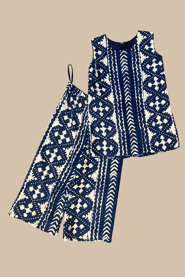 cotton light navy blue Girls Co Ord Sets