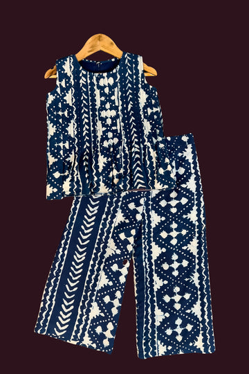 cotton light navy blue Girls Co Ord Sets