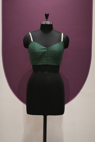 linen dark fern green blouse ready to wear
