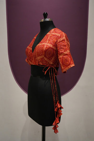 tussar blood red blouse ready to wear