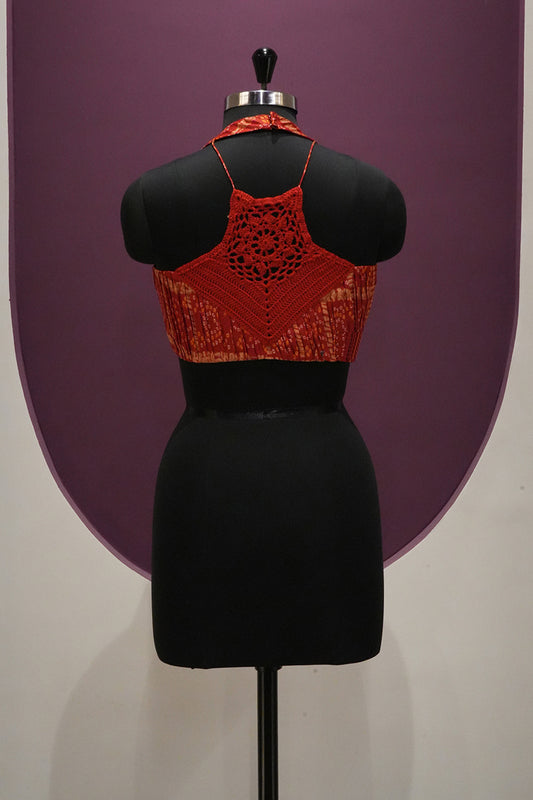 tussar blood red blouse ready to wear