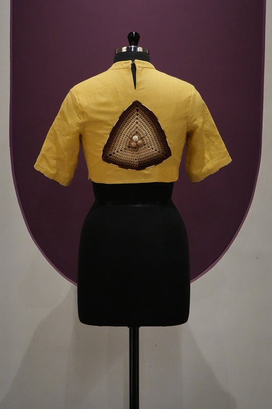linen light golden yellow blouse ready to wear