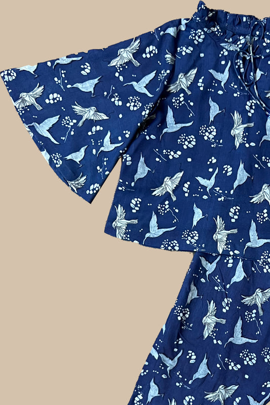 cotton light navy blue Girls Co Ord Sets