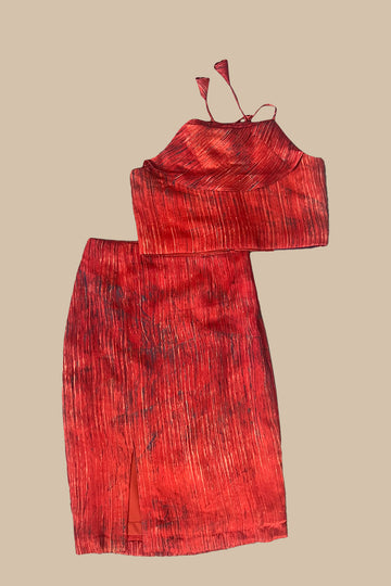 satin dark red Girls Ready To Wear Indo Western