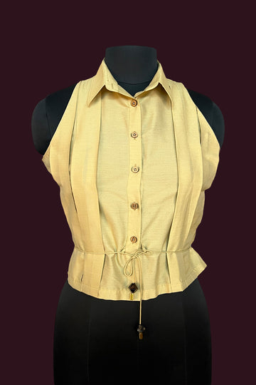 cotton spun natural beige tussar top